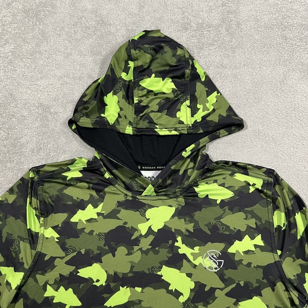 Googan Squad Hoodie Mens Small Fish Print Fishing Performance Light Pullover - Picture 3 of 10